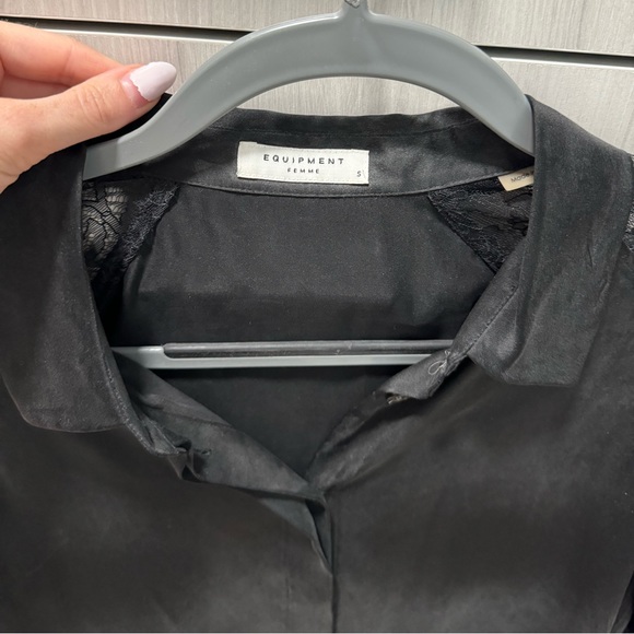 Equipment lace sleeve silk blouse - Picture 4 of 4